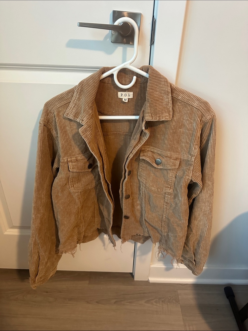 POL Cropped Tan Corduroy Jacket